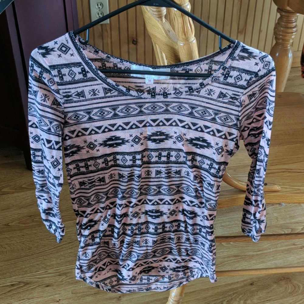 Pink Shirt with Aztec Pattern